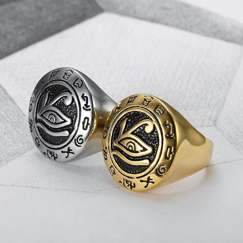 Punk Eagle Head Eye of Horus Men's Stainless Steel Ring Wholesale | Wholesale Jewelry Only 3