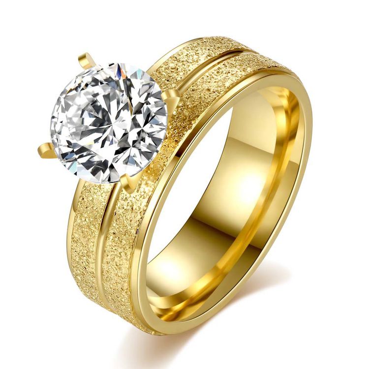 Fashion Four Claw Zirconia Frosted Titanium Women's Ring