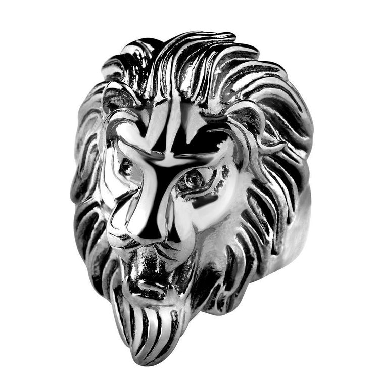 Bully Stainless Steel Lion Head Ring Men's Titanium Lion Ring