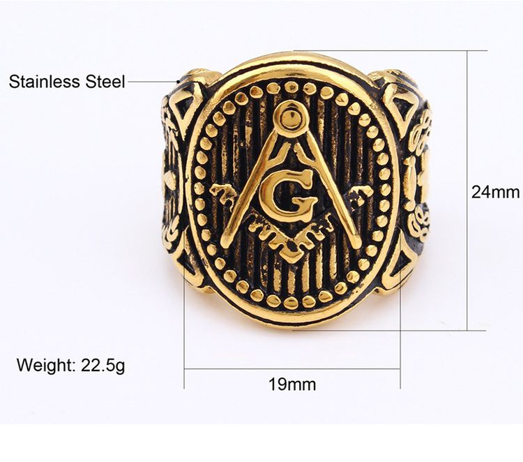 Retro Yellow Gold mysterious Pattern Men's Titanium Ring Wholesale | Wholesale Jewelry Only 4