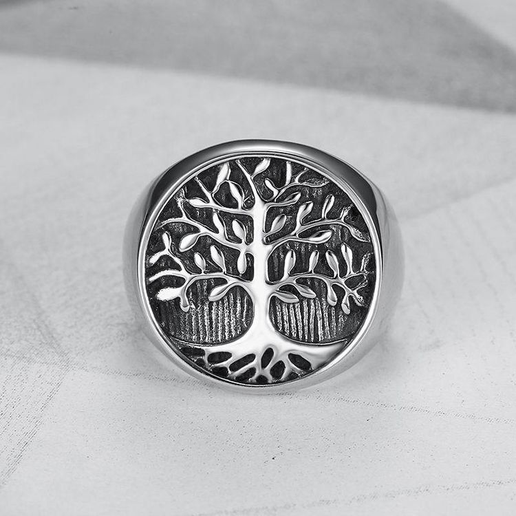 Creative Tree of Life Ring Titanium Steel Cast Men's Ring