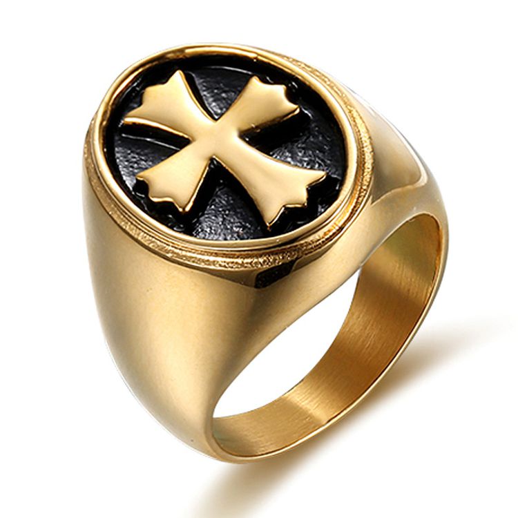 Retro Fashion Cross Men's Stainless Steel Ring  