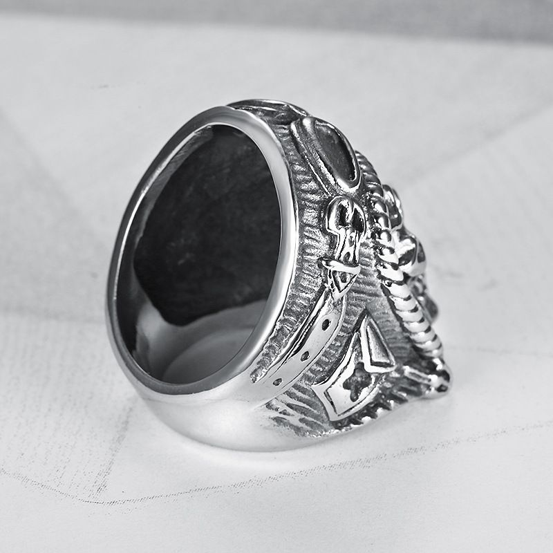 Vintage Pilot Skull Ring Titanium Steel Men's Ring | Wholesale Jewelry Only 2