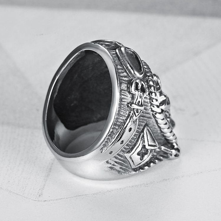 Vintage Pilot Skull Ring Titanium Steel Men's Ring | Wholesale Jewelry Only 2