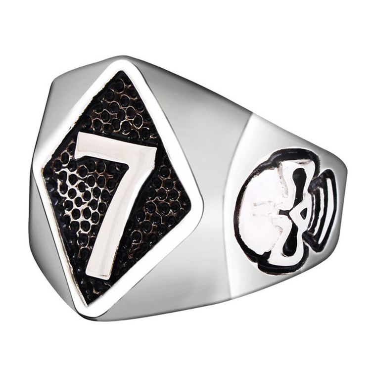 Retro Punk Skull Stainless Steel Men's Ring Number 7