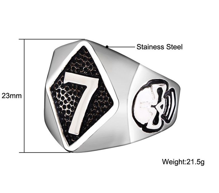 Retro Punk Skull Stainless Steel Men's Ring Number 7