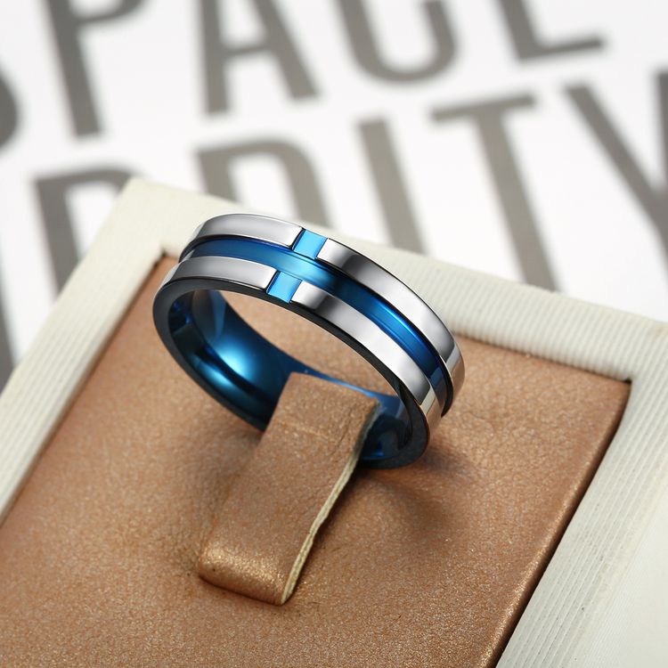Titanium Men's Treasure Blue Stainless Steel Ring Wholesale | Wholesale Jewelry Only 3