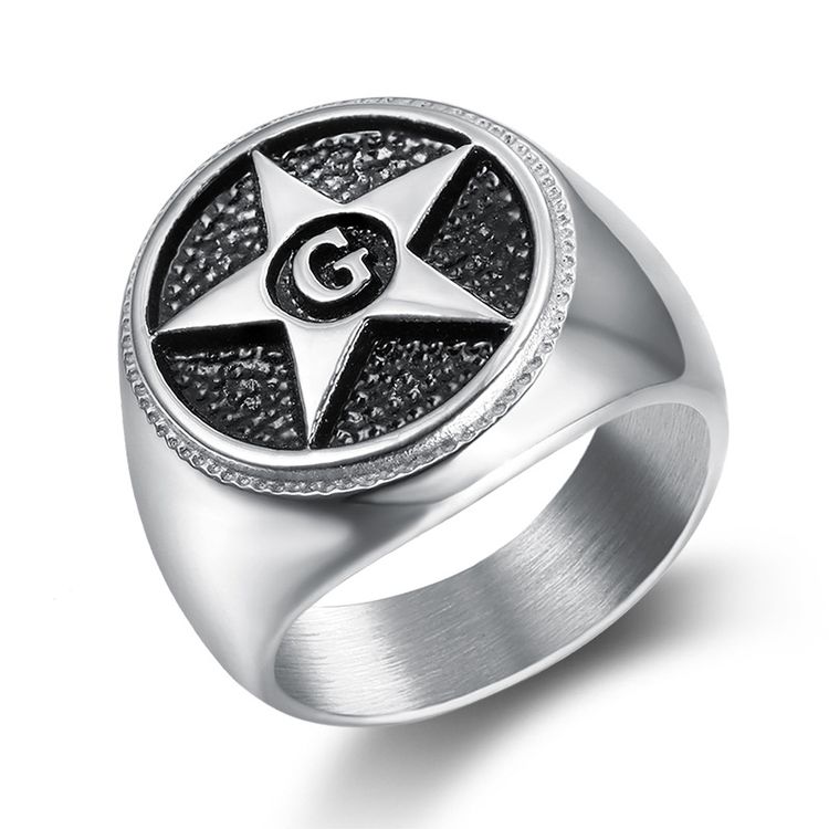 Vintage Titanium Steel Men's Shining Star Ring