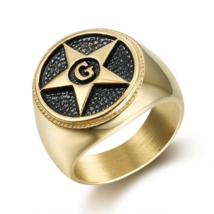 Vintage Titanium Steel Men's Shining Star Ring
