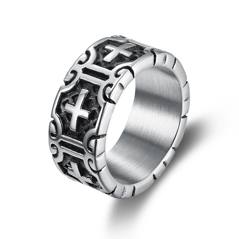 Retro Creative Cross Men's Stainless Steel Ring | Wholesale Jewelry Only 0