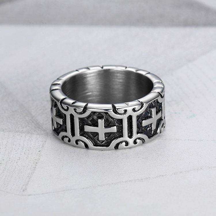Retro Creative Cross Men's Stainless Steel Ring