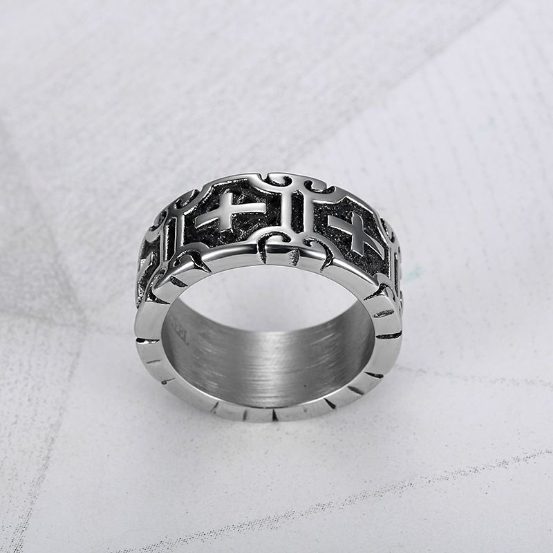 Retro Creative Cross Men's Stainless Steel Ring | Wholesale Jewelry Only 2