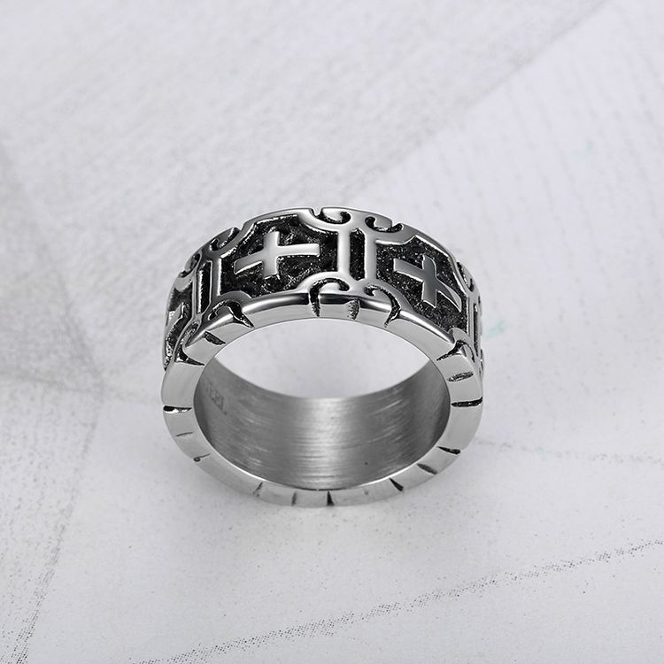 Retro Creative Cross Men's Stainless Steel Ring | Wholesale Jewelry Only 2