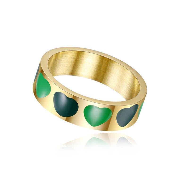 Fashion love heart drops female stainless steel ring