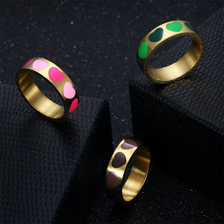 Fashion love heart drops female stainless steel ring | Wholesale Jewelry Only 4