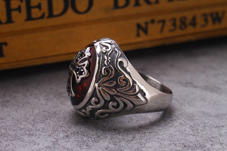 Stainless Steel Drip Red Cross Men's Titanium Rings | Wholesale Jewelry Only 4