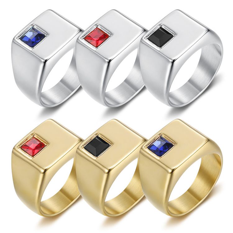 Wholesale Cool gemstone diamond glossy ins style men titanium steel ring