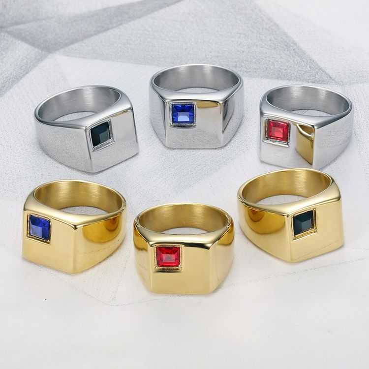 Wholesale Cool gemstone diamond glossy ins style men titanium steel ring