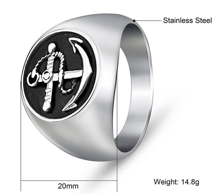 Vintage Punk Stainless Steel Anchor Casting Ring Titanium Men's Ring | Wholesale Jewelry Only 2