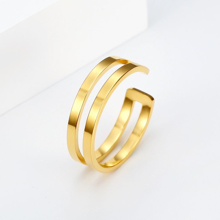 Adjustable Love Hollow Stainless Steel 18K Gold Women's Ring Wholesale 