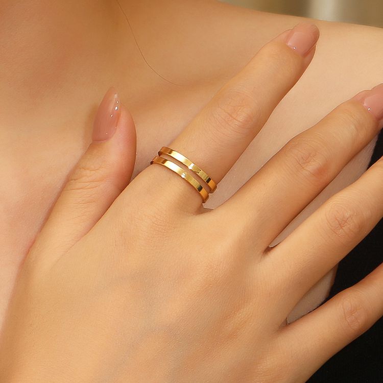 Adjustable Love Hollow Stainless Steel 18K Gold Women's Ring Wholesale 