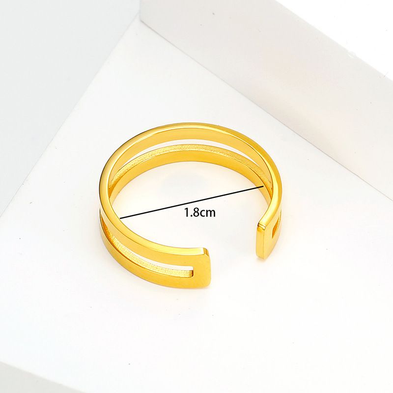 Adjustable Love Hollow Stainless Steel 18K Gold Women's Ring Wholesale  | Wholesale Jewelry Only 2