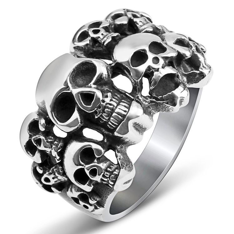 Bully Punk Titanium Skull Bones Wholesale Men's Ghost Ring