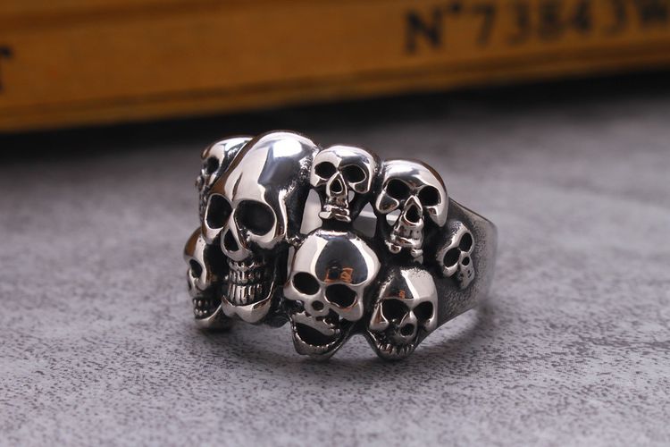 Bully Punk Titanium Skull Bones Wholesale Men's Ghost Ring