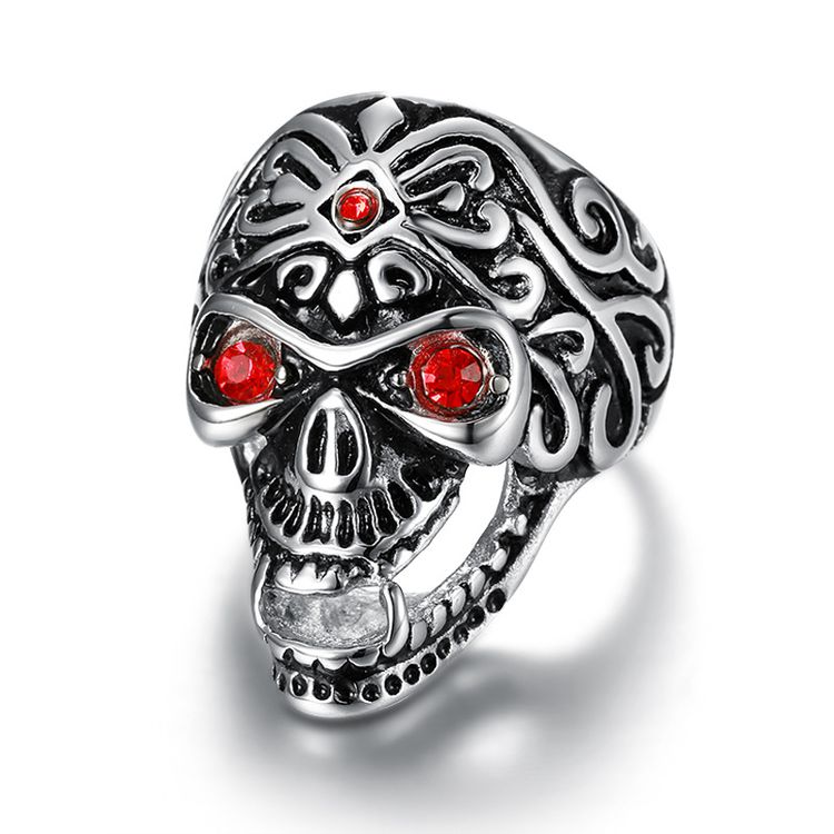 Wholesale Punk Skull Titanium Men's Vintage Ring