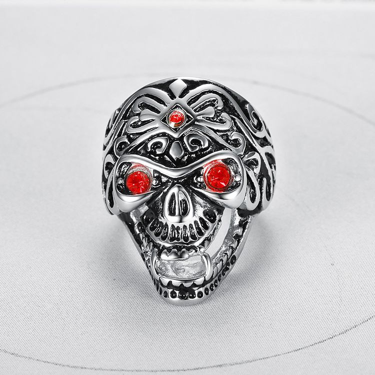 Wholesale Punk Skull Titanium Men's Vintage Ring