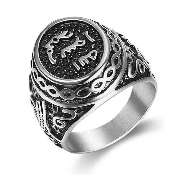 Hip Hop Vintage Text Men's Stainless Steel Ring Wholesale | Wholesale Jewelry Only 0