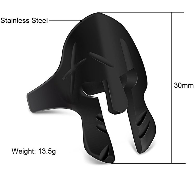 Men's Stainless Steel Ring Classic Warrior Helmet