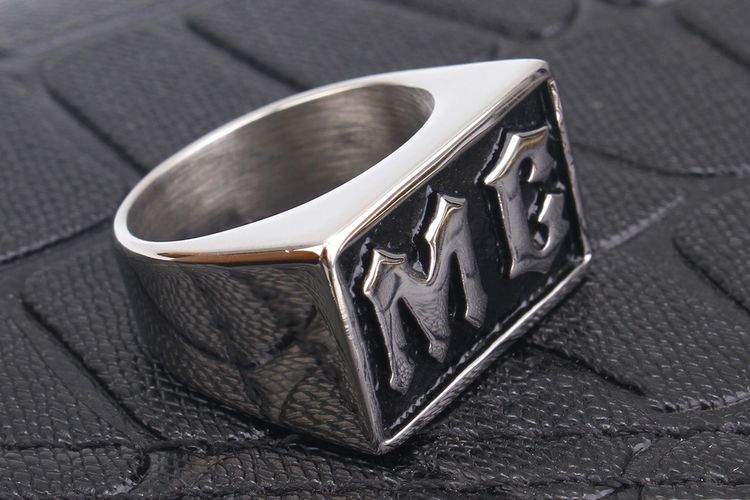 Wholesale Men's Alphabet Titanium Steel Ring Ancient Fashion