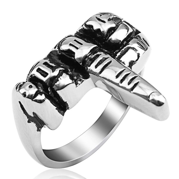Wholesale Retro Rock Stainless Steel Ring FUCK Erect Middle Finger