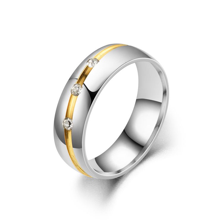 Fashion stainless steel personalized zirconia couple rings exquisite three diamond tail ring wholesale | Wholesale Jewelry Only 3