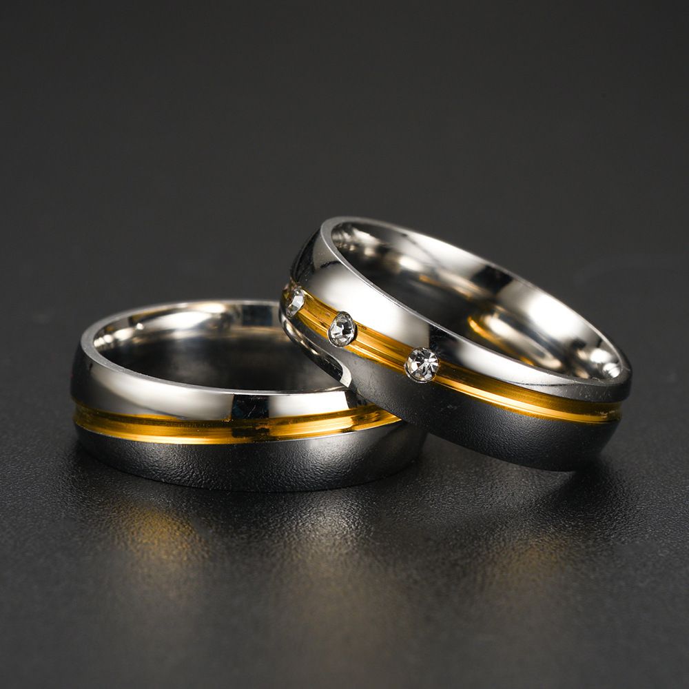 Fashion stainless steel personalized zirconia couple rings exquisite three diamond tail ring wholesale | Wholesale Jewelry Only 4