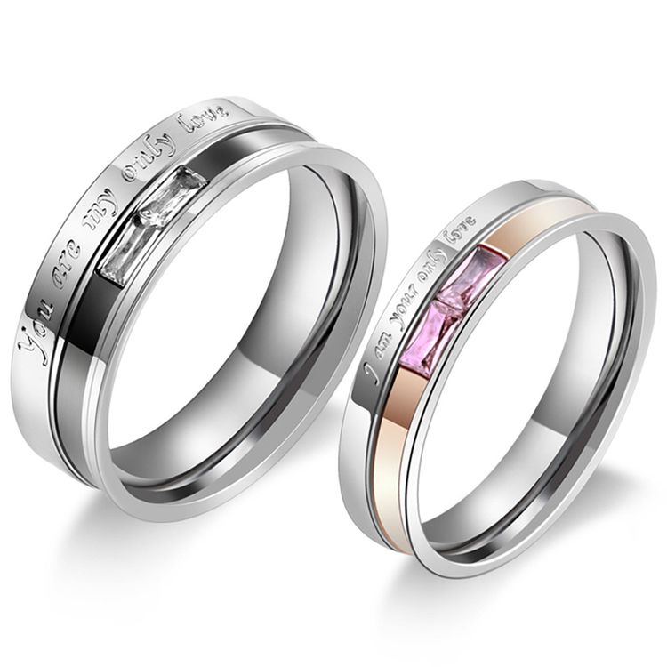 Wholesale Korean fashion temperament titanium Stainless steel couple ring with diamond personalized hipster jewelry