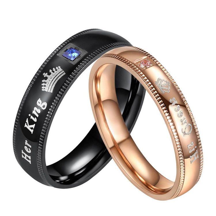 Hot Jewelry Wholesale her King his Queen Couple's Ring Personalized Titanium Steel Crown Ring