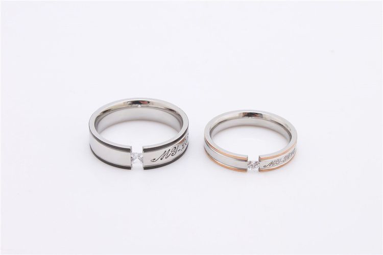 Europe and the United States fashion personalized Cubic zircon titanium steel couple ring wholesale | Wholesale Jewelry Only 2