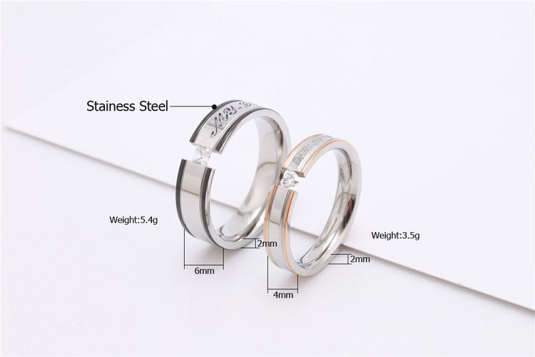 Europe and the United States fashion personalized Cubic zircon titanium steel couple ring wholesale | Wholesale Jewelry Only 3