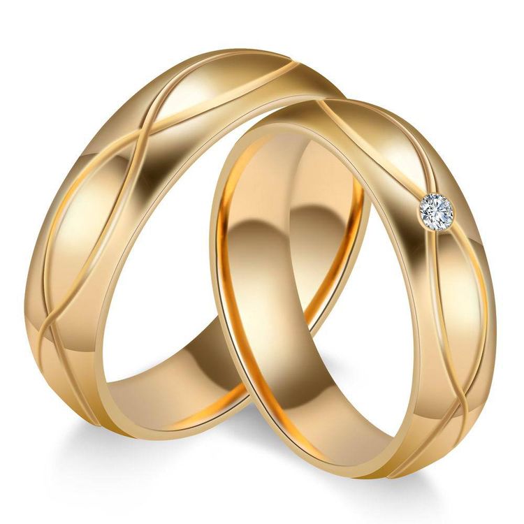 Korean version of the fashion trend couple ring 18K gold with zirconia creative stainless steel couple ring 