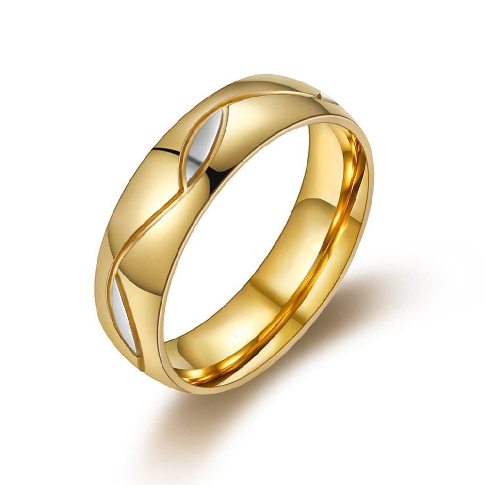 Fashion classic romantic unique 18K gold titanium steel with diamonds couple ring wholesale | Wholesale Jewelry Only 3