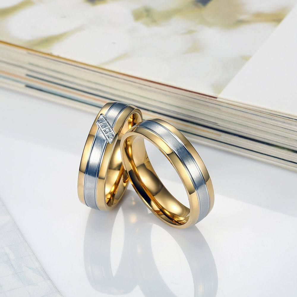 Aesthetic couple ring wholesale 18K gold micro-set zirconia fashion stainless steel ring | Wholesale Jewelry Only 3