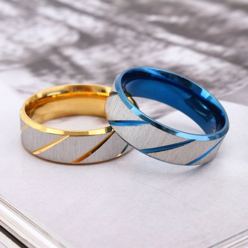 Brushed Fashion Hipster Bully Blue Titanium Steel Ring for Men and Women | Wholesale Jewelry Only 1