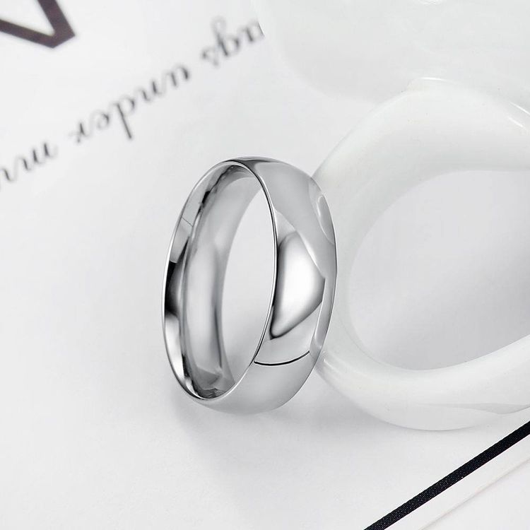 Gold glossy simple Men's and women's personalized titanium steel couple's ring | Wholesale Jewelry Only 2