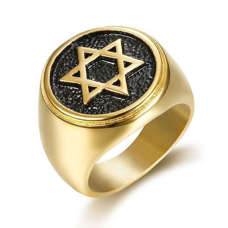 Wholesale Vintage Hexagram Titanium Men's King Solomon Ring