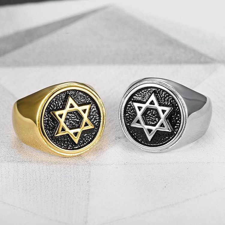 Wholesale Vintage Hexagram Titanium Men's King Solomon Ring | Wholesale Jewelry Only 3