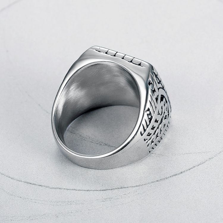 Retro Fashion Hip Hop Punk Square Letter Ring Novelty Men's Titanium Ring Gift