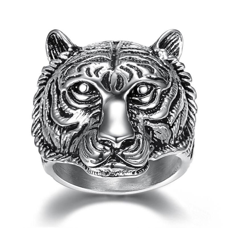 Retro Creative Tiger Head Men's Stainless Steel Ring | Wholesale Jewelry Only 1