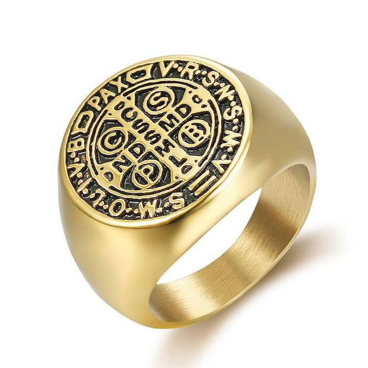 Wholesale Retro Hip Hop Punk Style Titanium Steel Letter Ring for Men